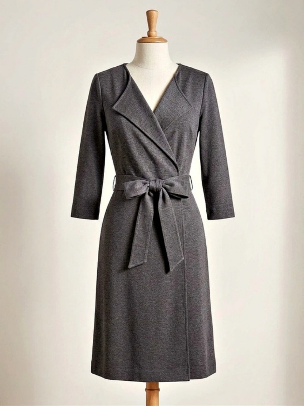 Talbots Gray Wrap Midi Dress Like New Size 6